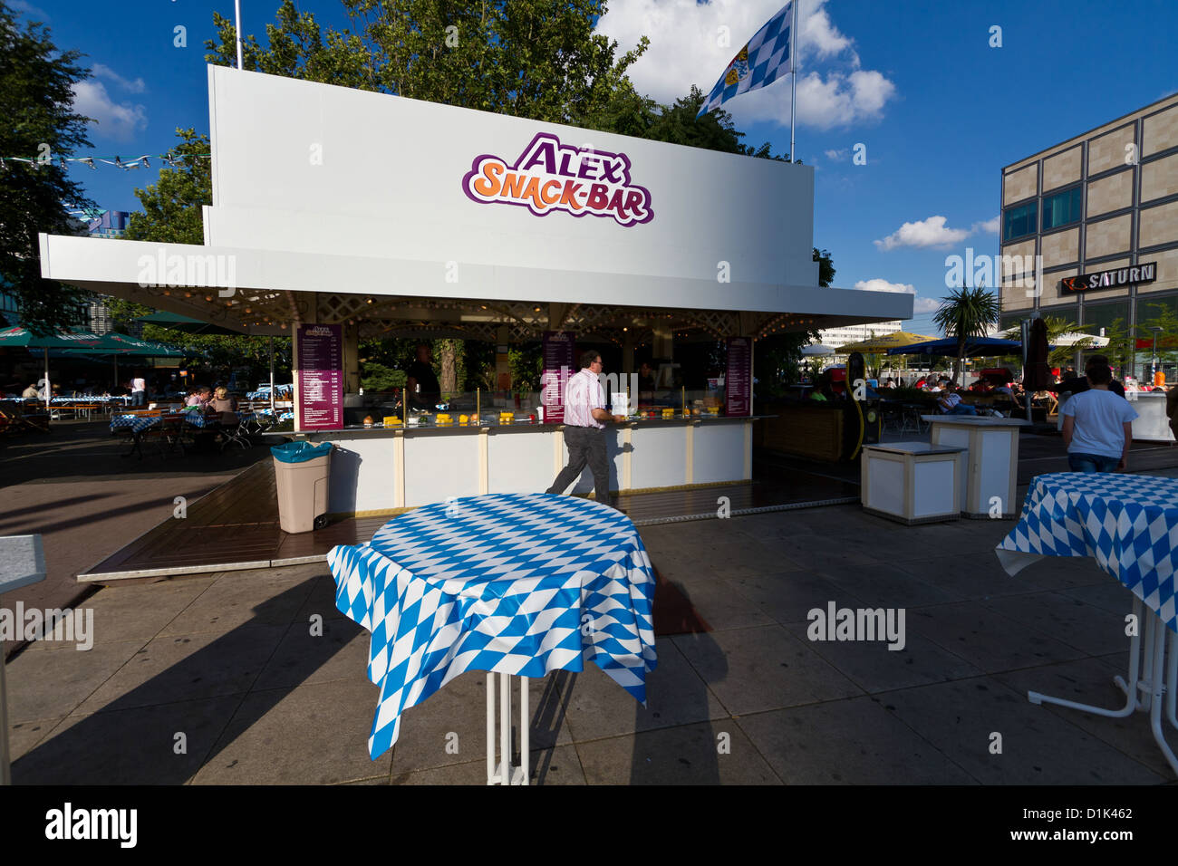 Snack Bar at Alexanderplatz in Berlin, Germany Stock Photo
