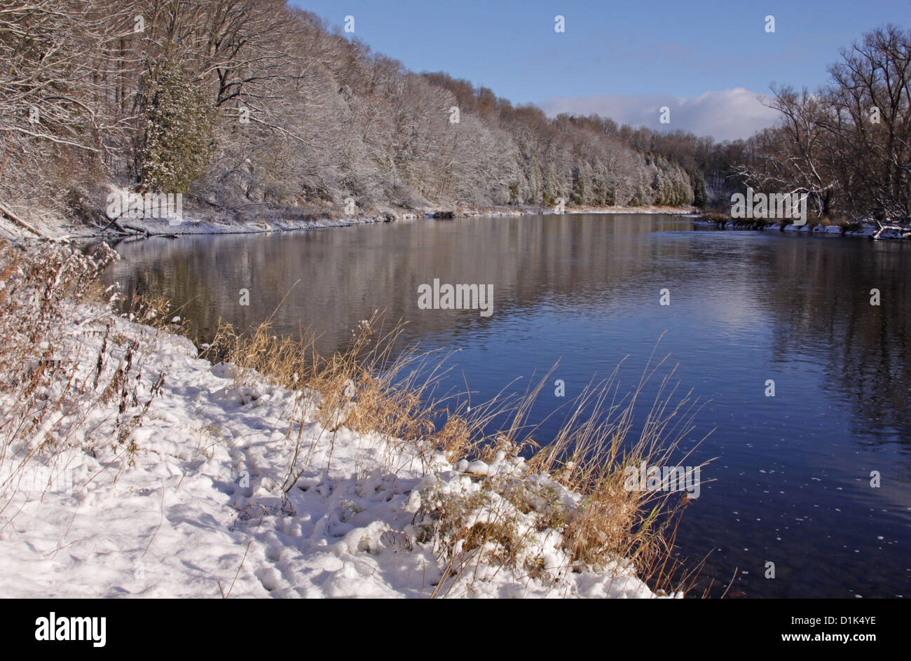 Snowy Grand River Stock Photo
