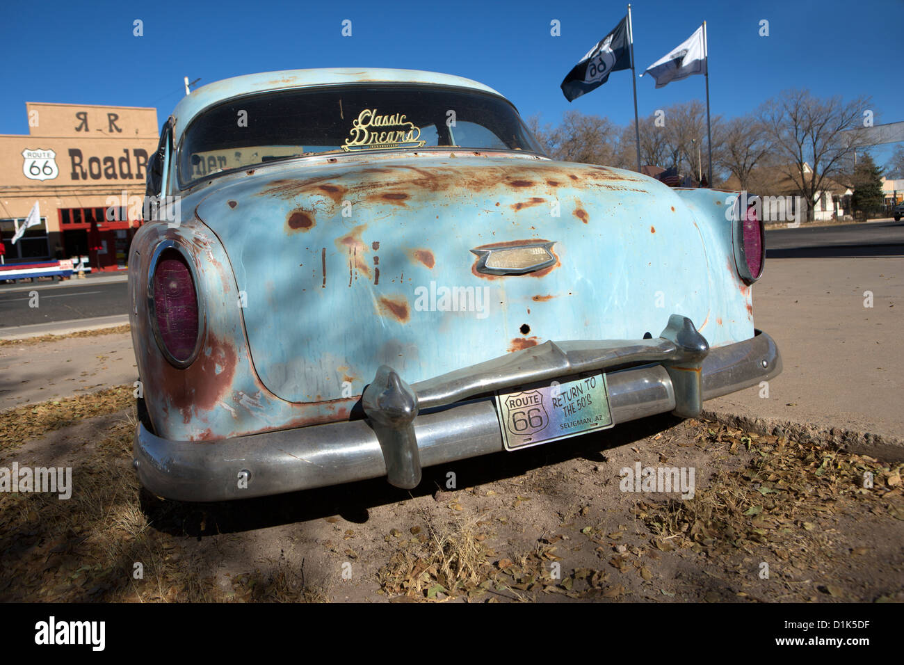 A derelict Chevrolet in Seligman, Arizona. Stock Photo