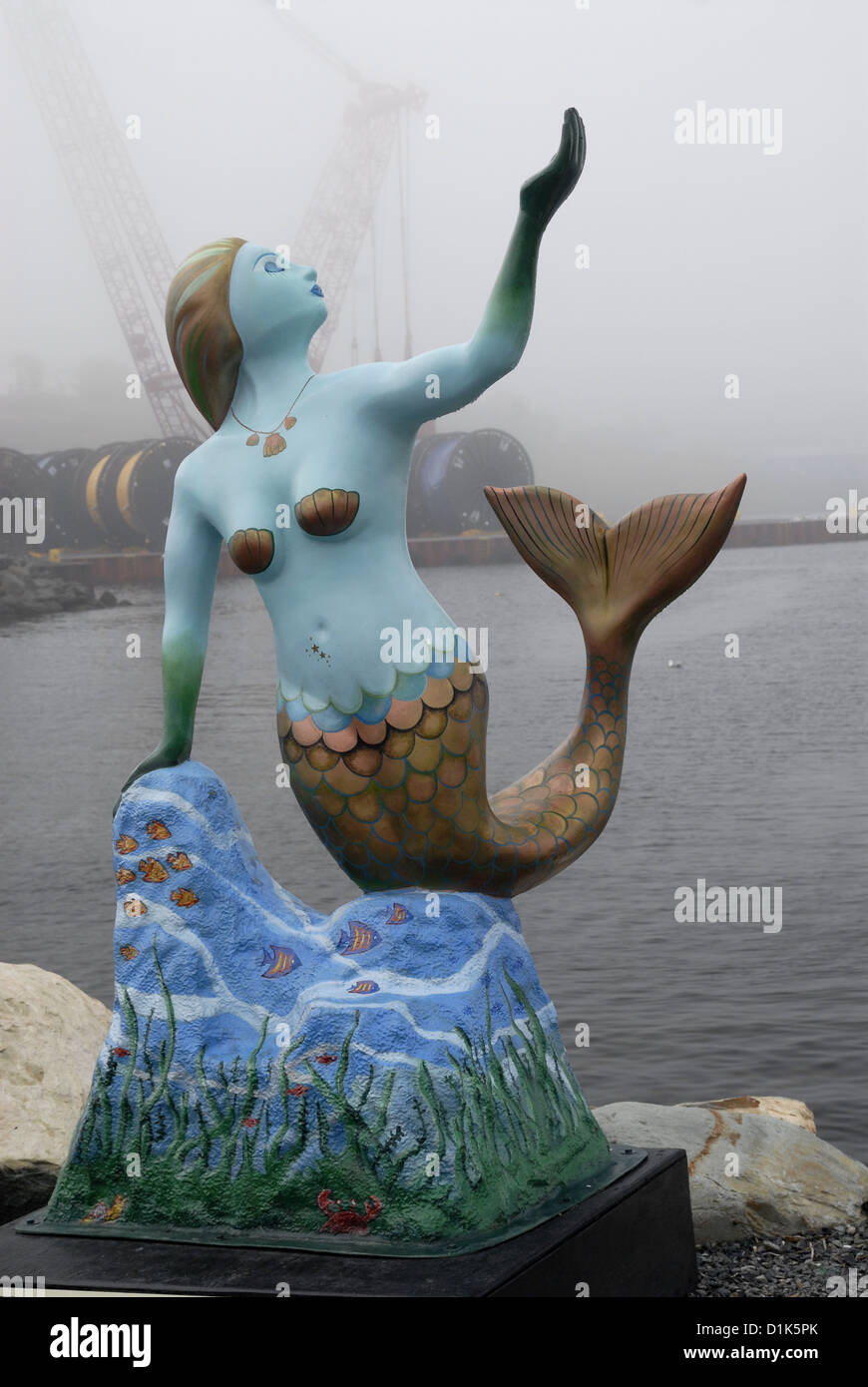 Mermaid sculpture at Bay Bulls, Newfoundland Stock Photo