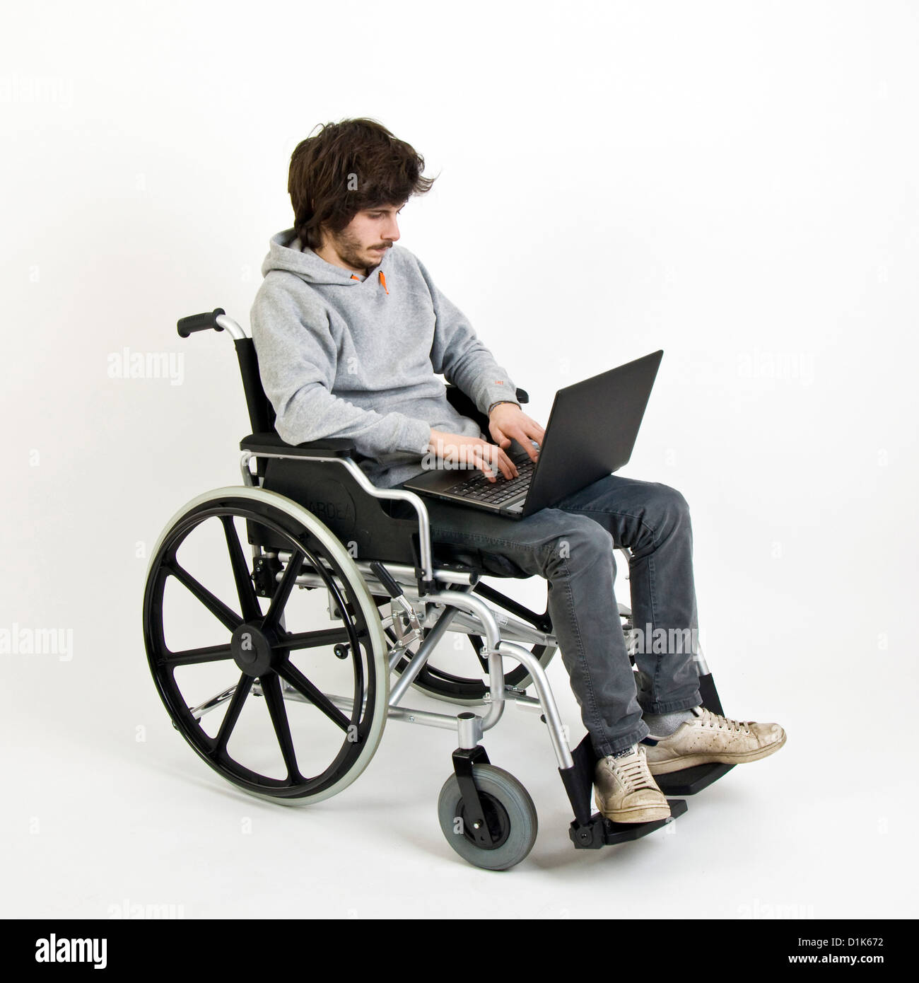 Disabled with computer Stock Photo Alamy