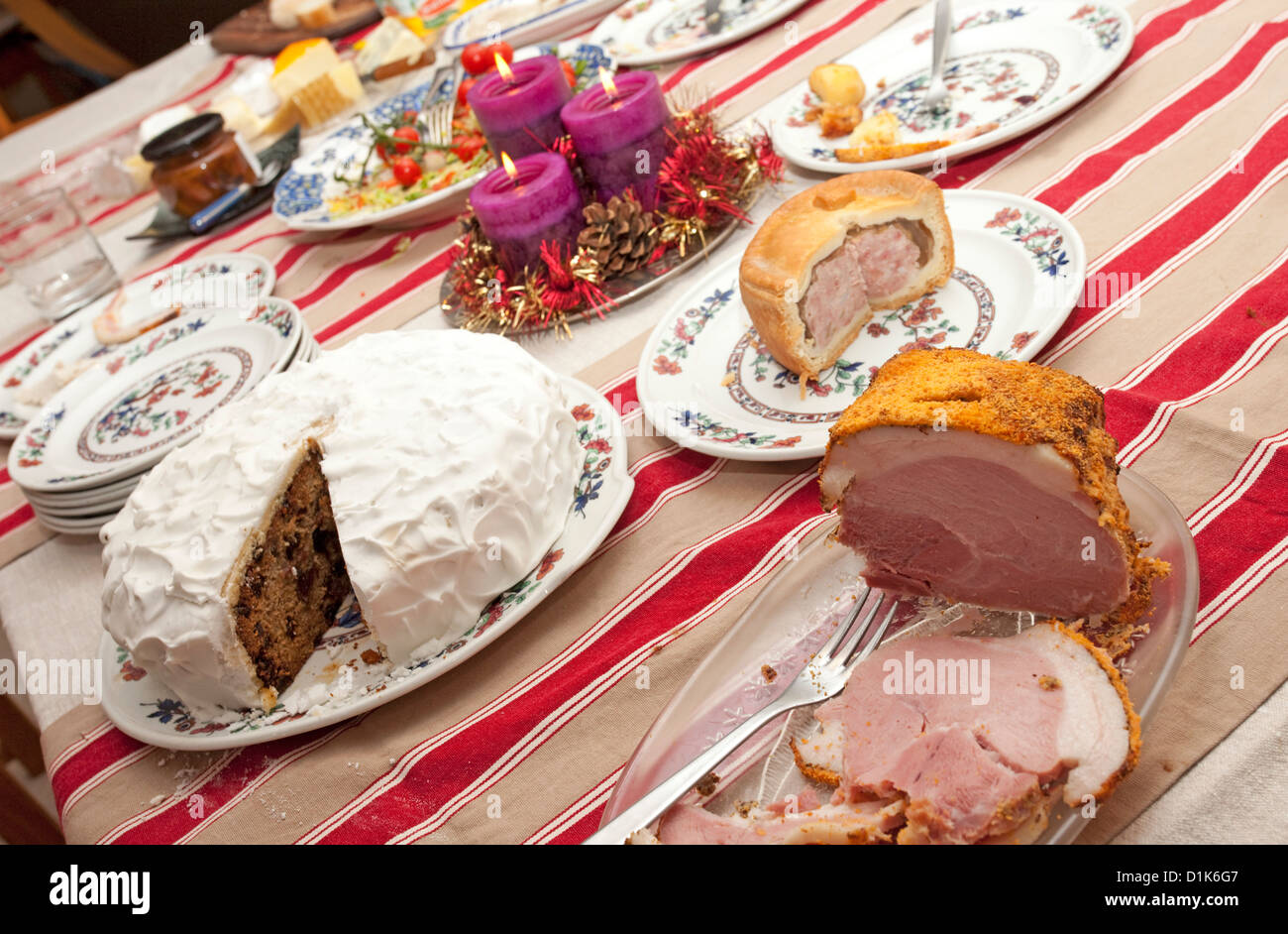 christmas foods on table Stock Photo