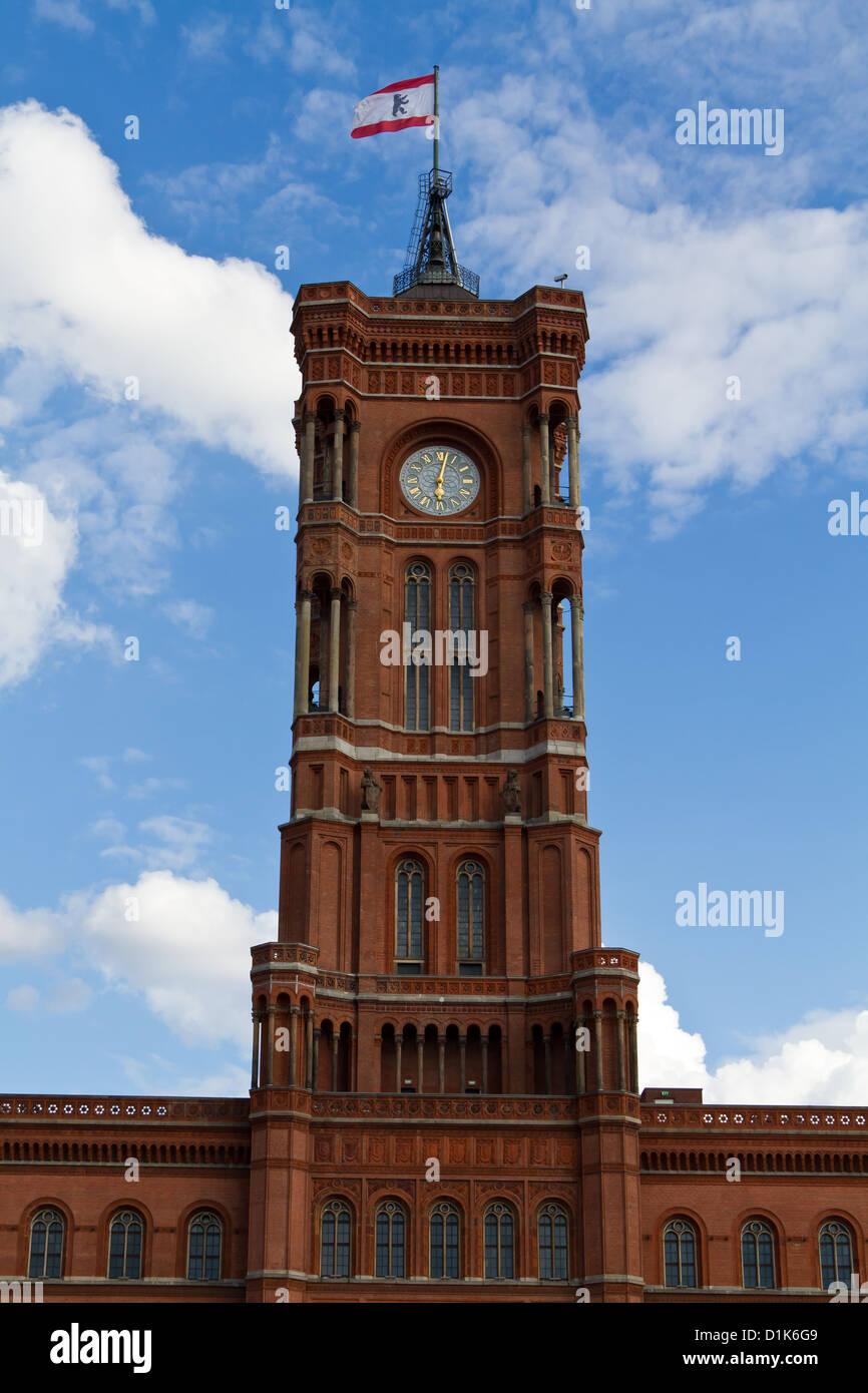 The Clock Tower of the Town Hall in Berlin, Germany Stock Photo