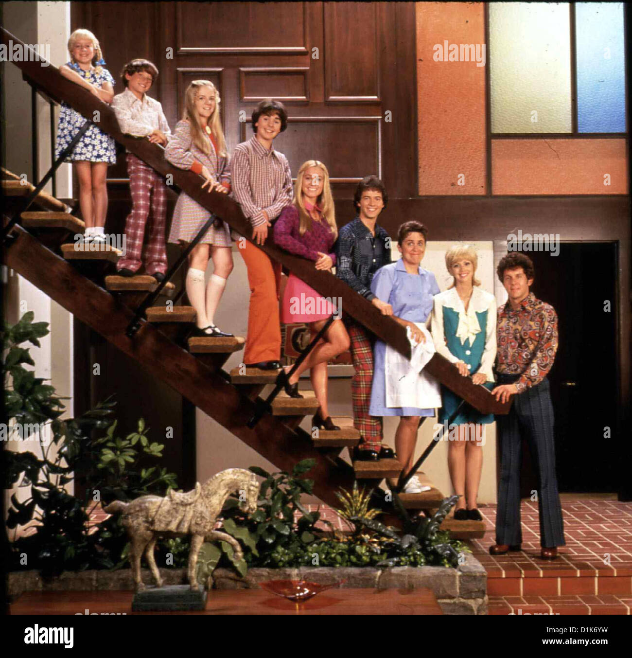 Die Brady Family  Brady Bunch Movie,  Die Brady Familie Cindy (Olivia Hack), Bobby (Jesse Lee), Jane (Jennifer Elise Cox), Stock Photo
