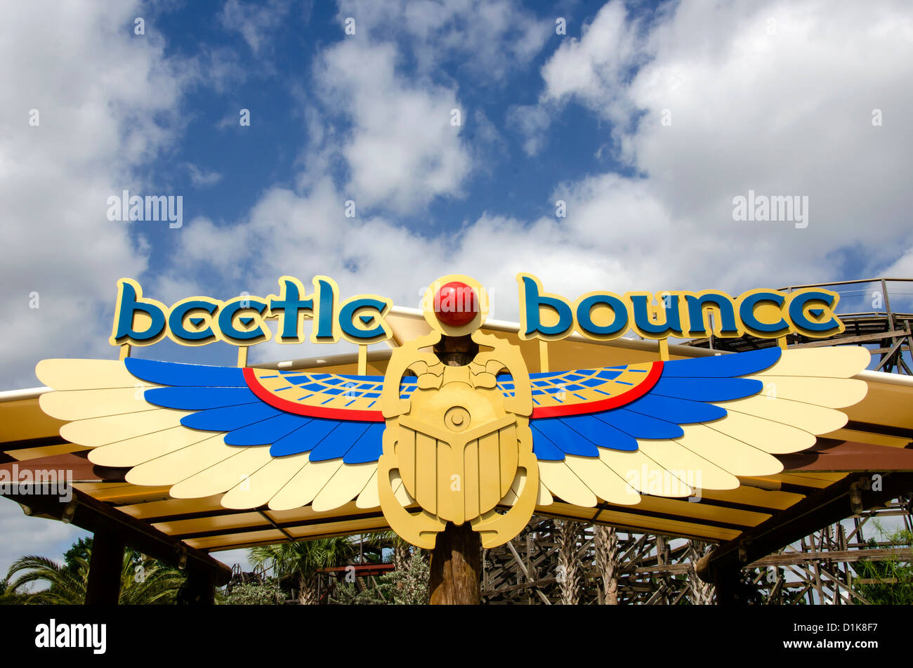 Legoland Florida Beetle Bounce ride with Egyptian design, Winter Haven, FL Stock Photo