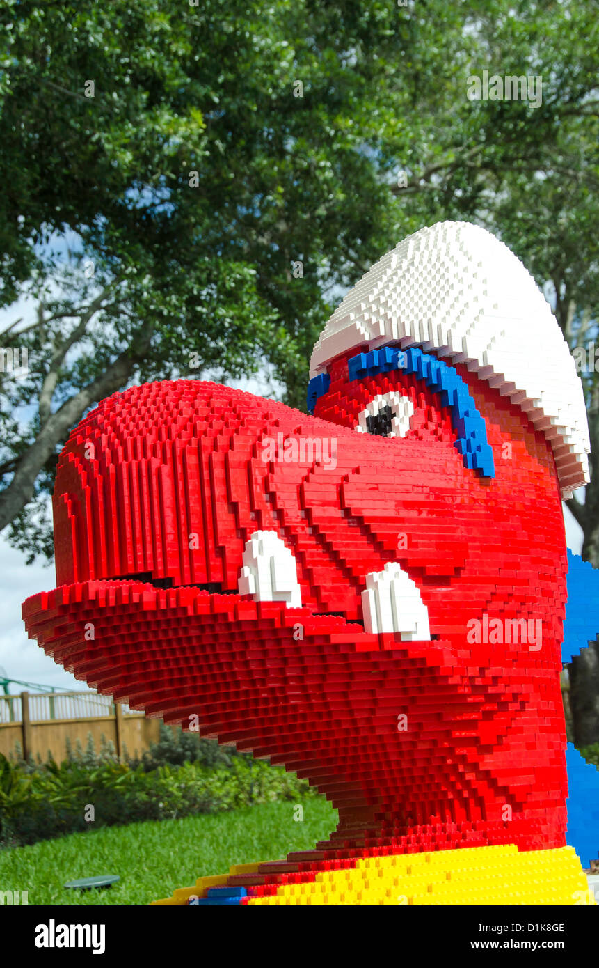 Legoland Florida tourist attraction red Lego dinosaur Stock Photo