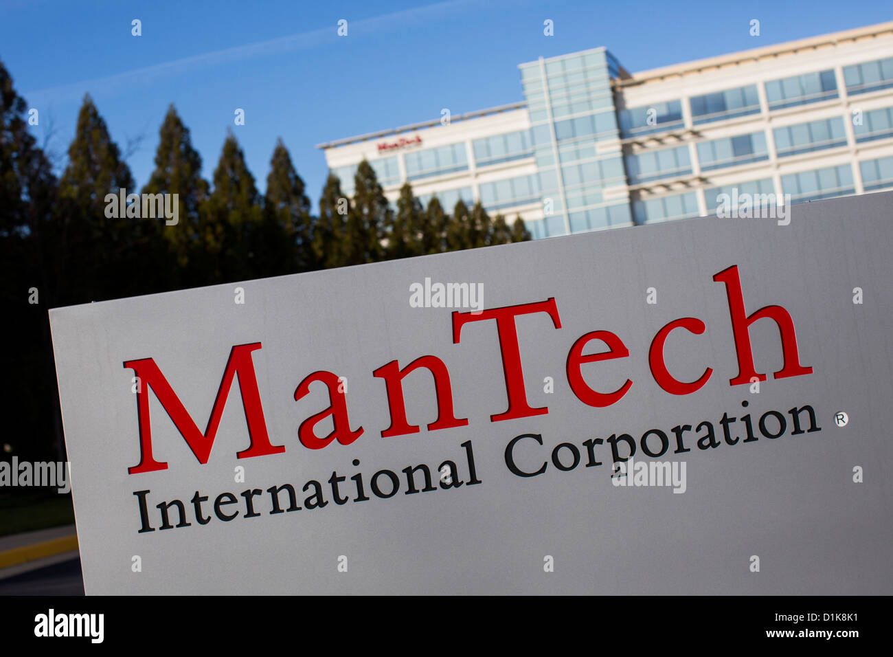 An office building occupied by defense contractor ManTech International Corporation.  Stock Photo