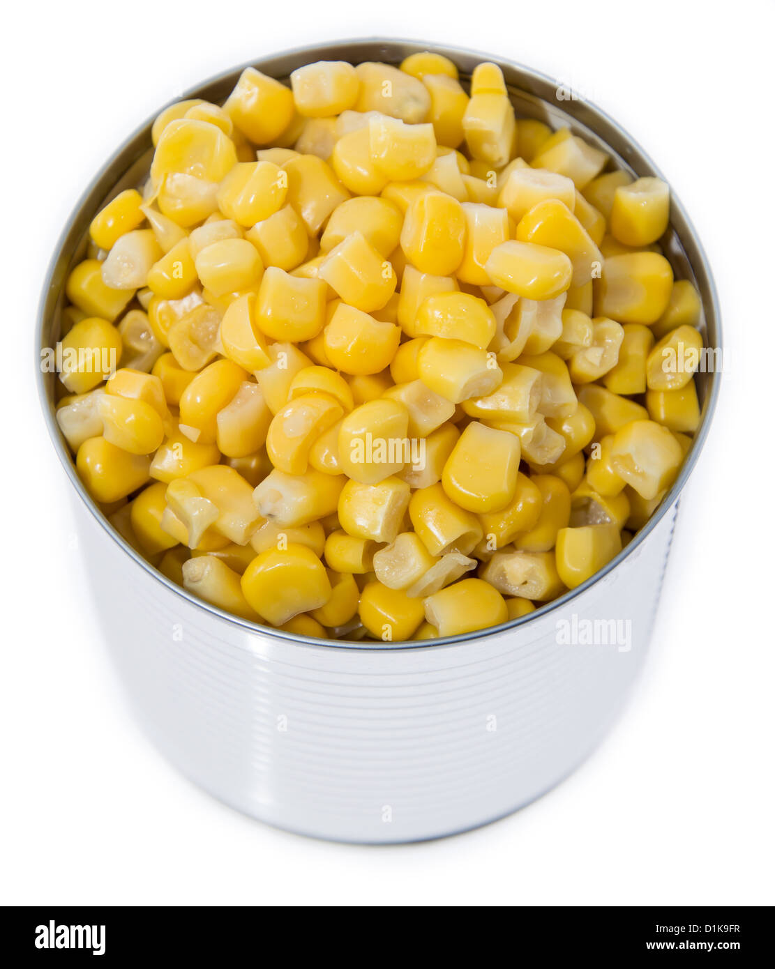 Isolated Canned Corn on white background Stock Photo
