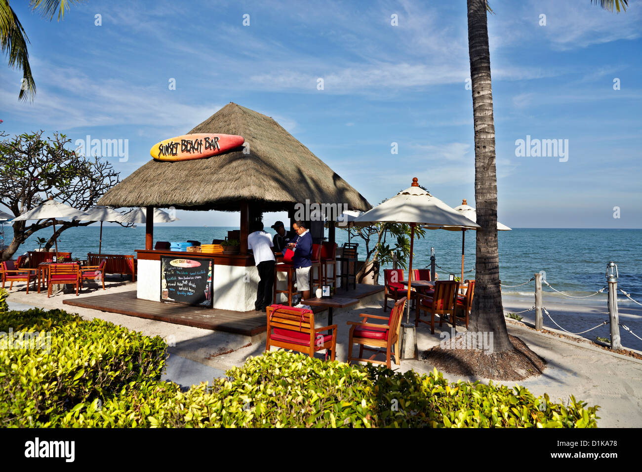 The Sunset Beach Bar at the tropical Hilton Hotel Hua Hin Thailand S. E