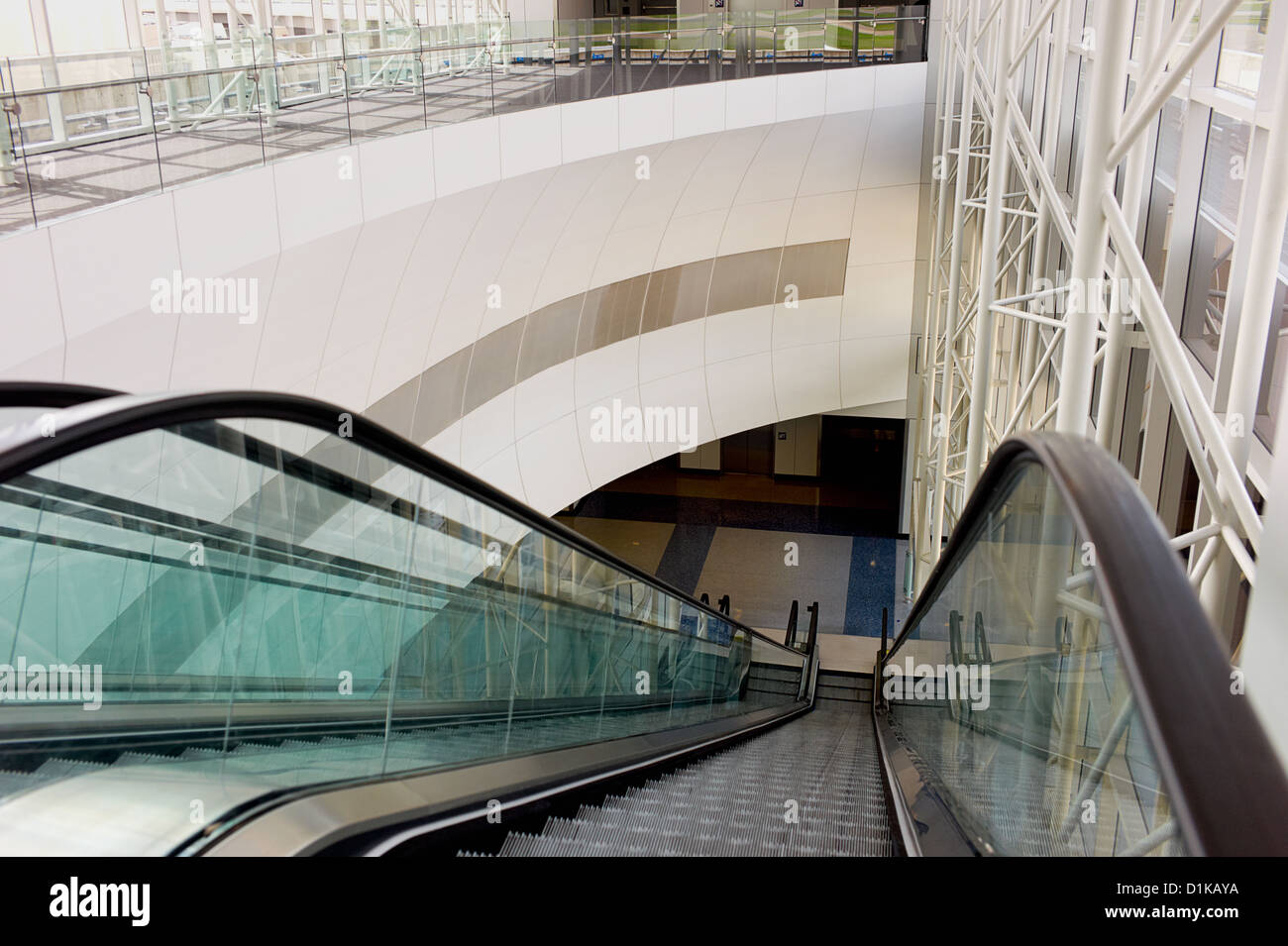 An escalator at an airport. Stock Photo