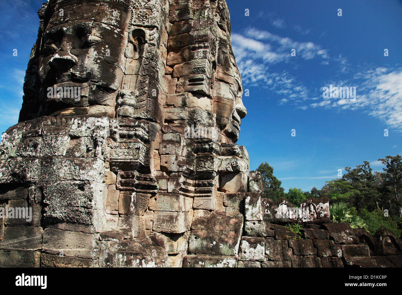 Stone faces of Bayon Temple, Angkor Wat, Cambodia Stock Photo