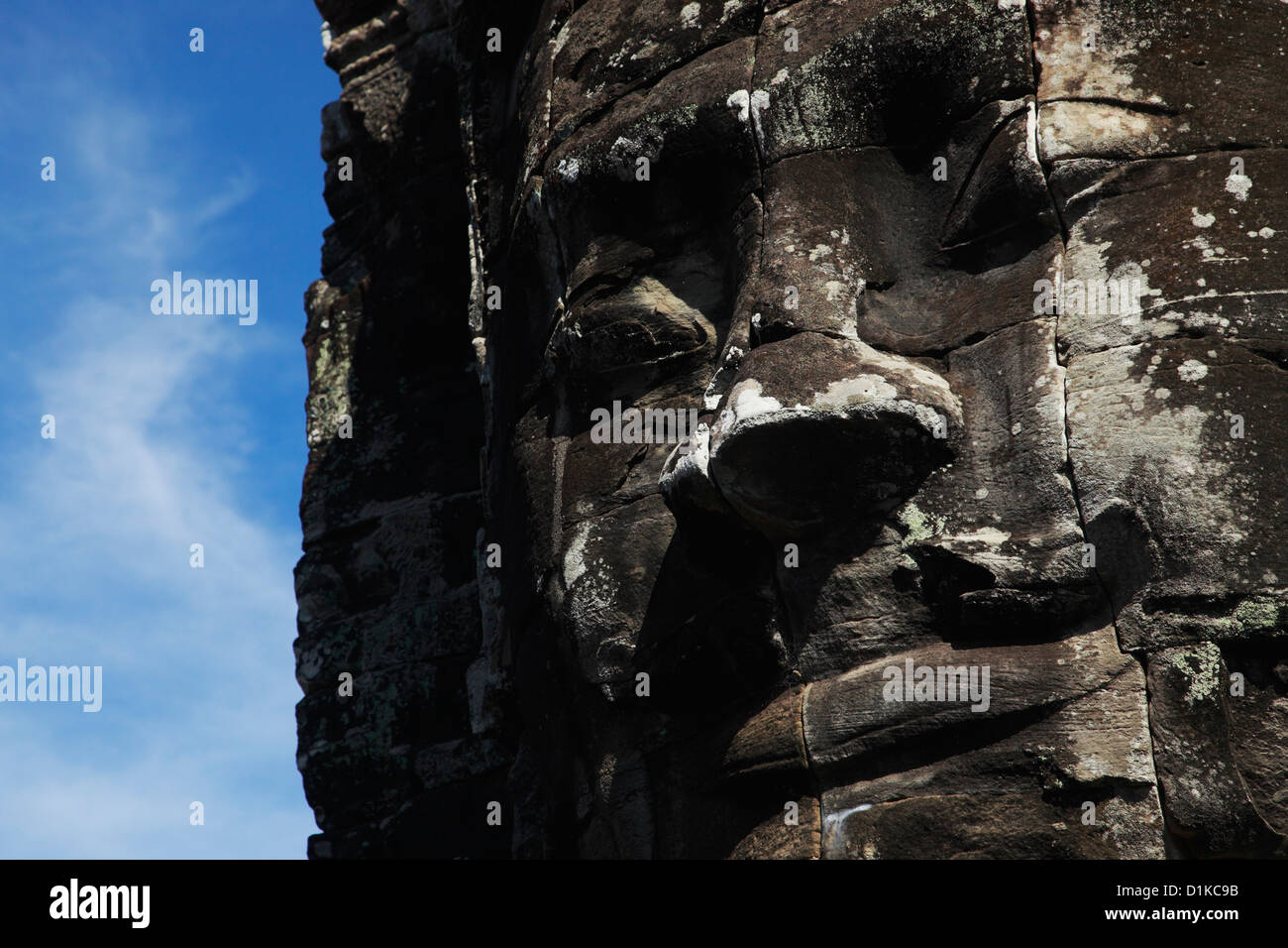 Stone face of Bayon Temple, Angkor Wat, Cambodia Stock Photo