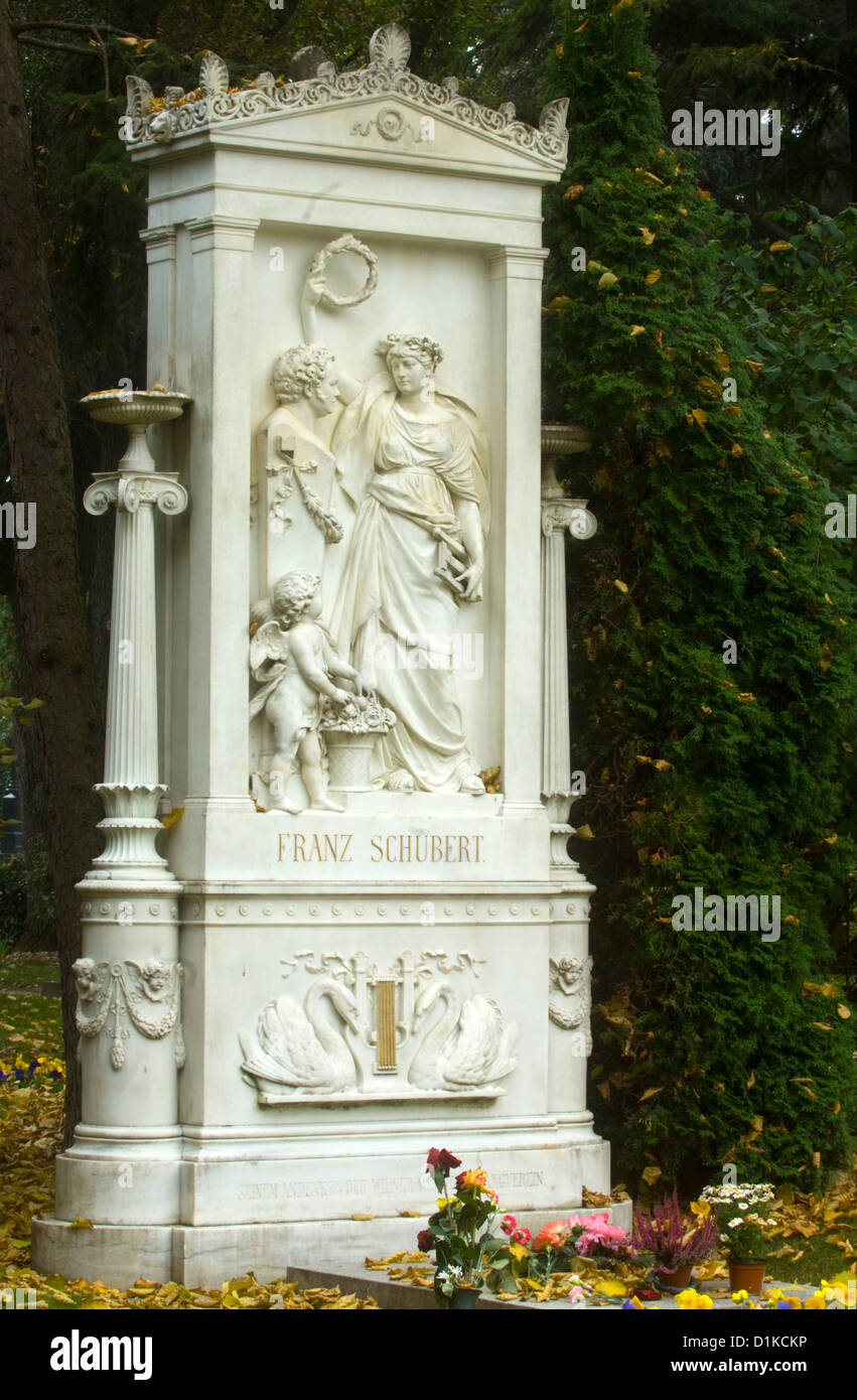 Österreich, Wien XI, Zentralfriedhof, das Ehrengrab von Franz Schubert auf dem Wiener Zentralfriedhof. Stock Photo