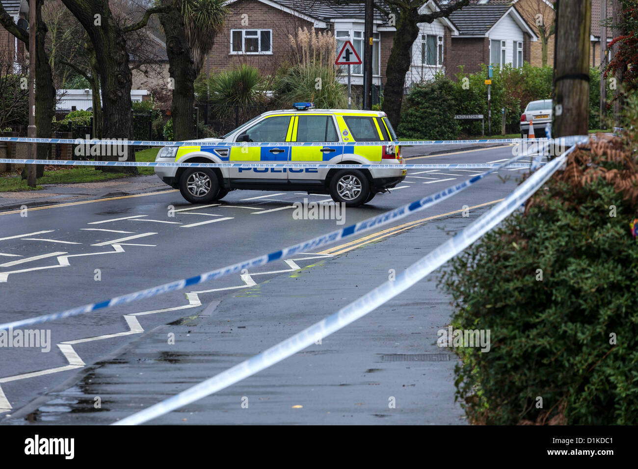 Scene of Violent Crime in Benfleet, Essex with Police vehicles Guarding ...