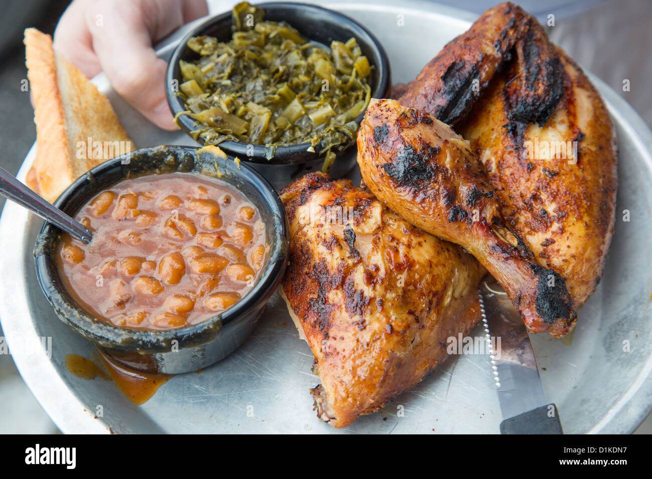BBQ chicken at Shivers Restaurant in Homestead, southern Florida Stock