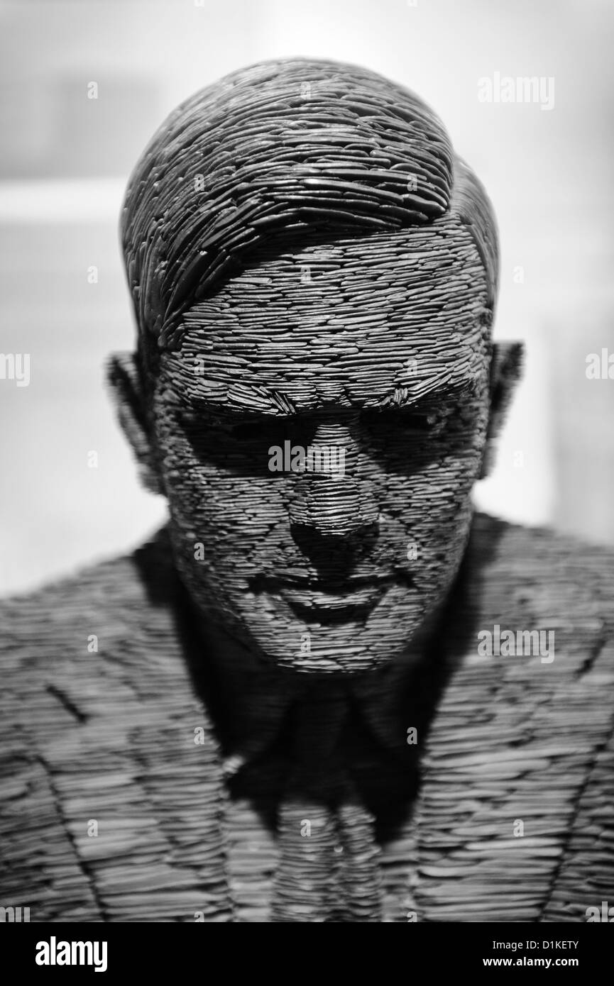 Sculpture of Alan Turing by Stephen Kettle at Bletchley Park, Milton Keynes, UK. Stock Photo