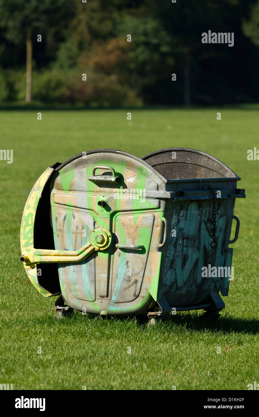 Garbage Container in the City Park ( Stadtpark) in Hamburg, Germany