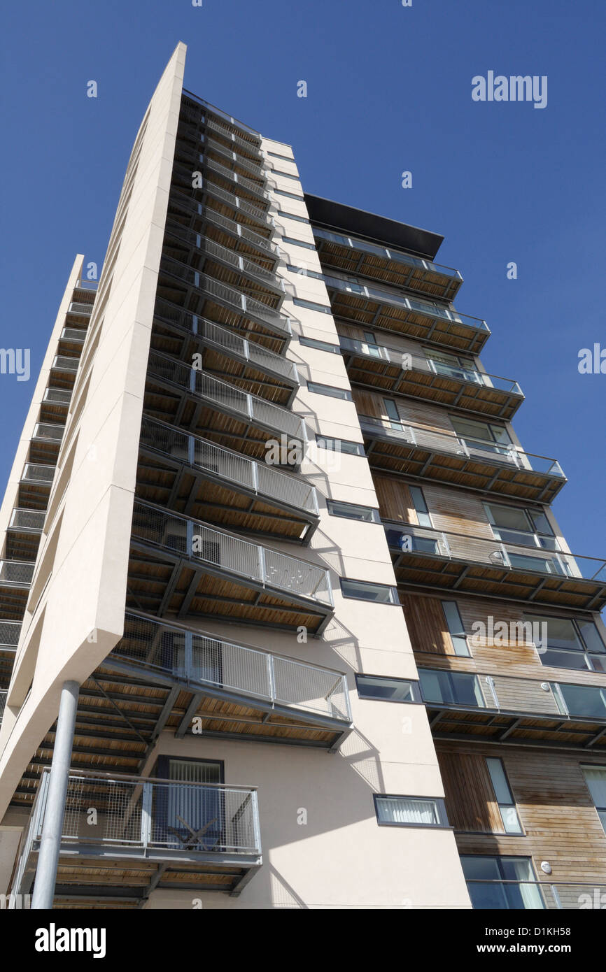The Celestia modern tower block of flats apartments in Cardiff Bay