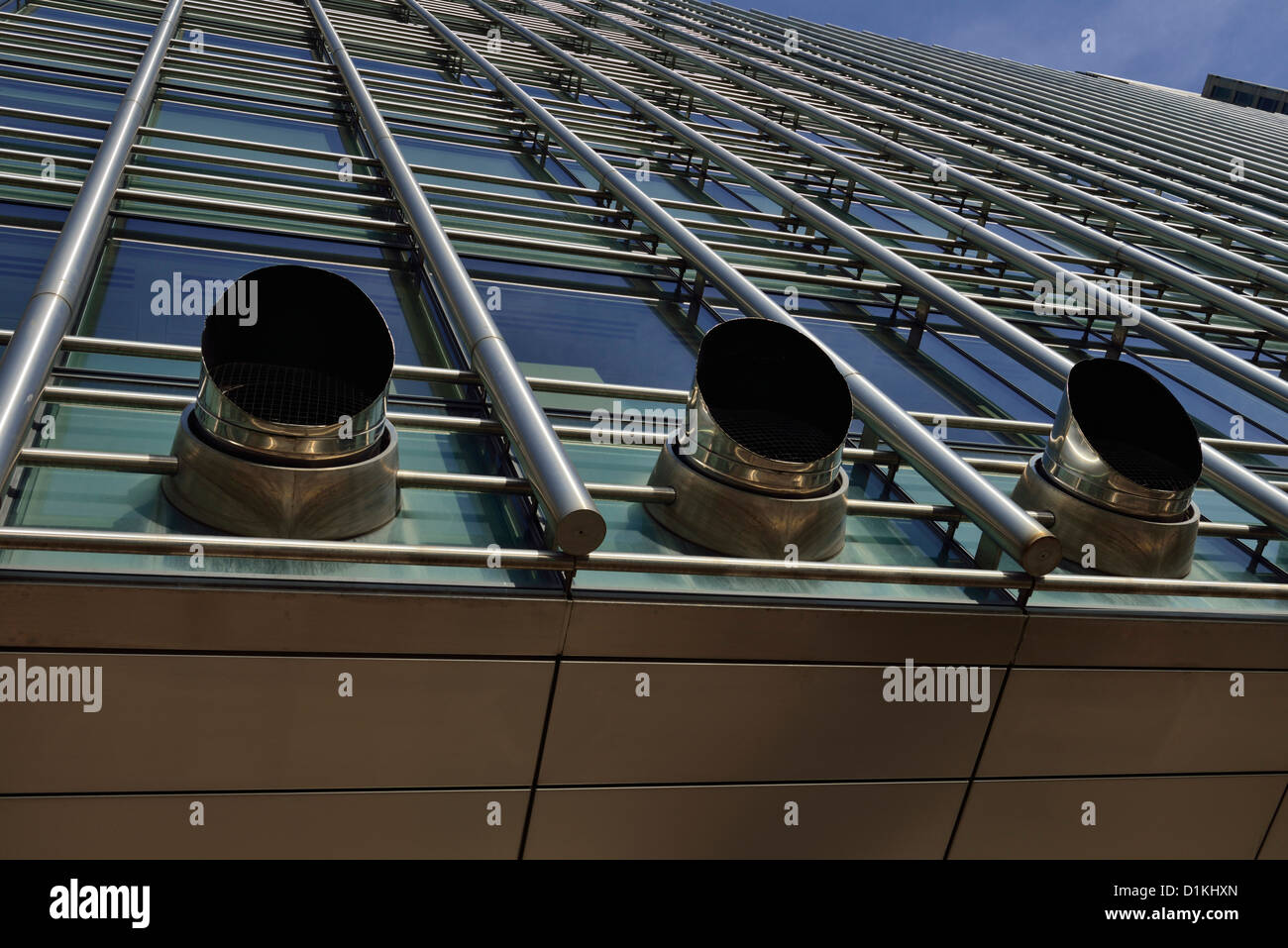 Ventilation ducts 25 Bank Street, Canary Wharf, East London E14, United Kingdom Stock Photo