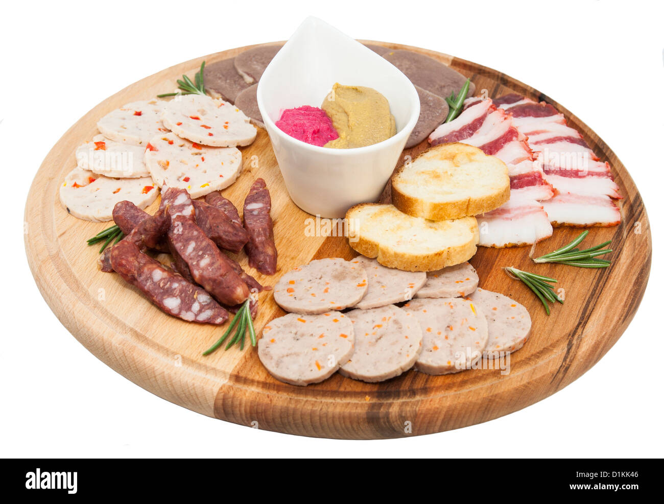 a plate of sausage and bacon Stock Photo
