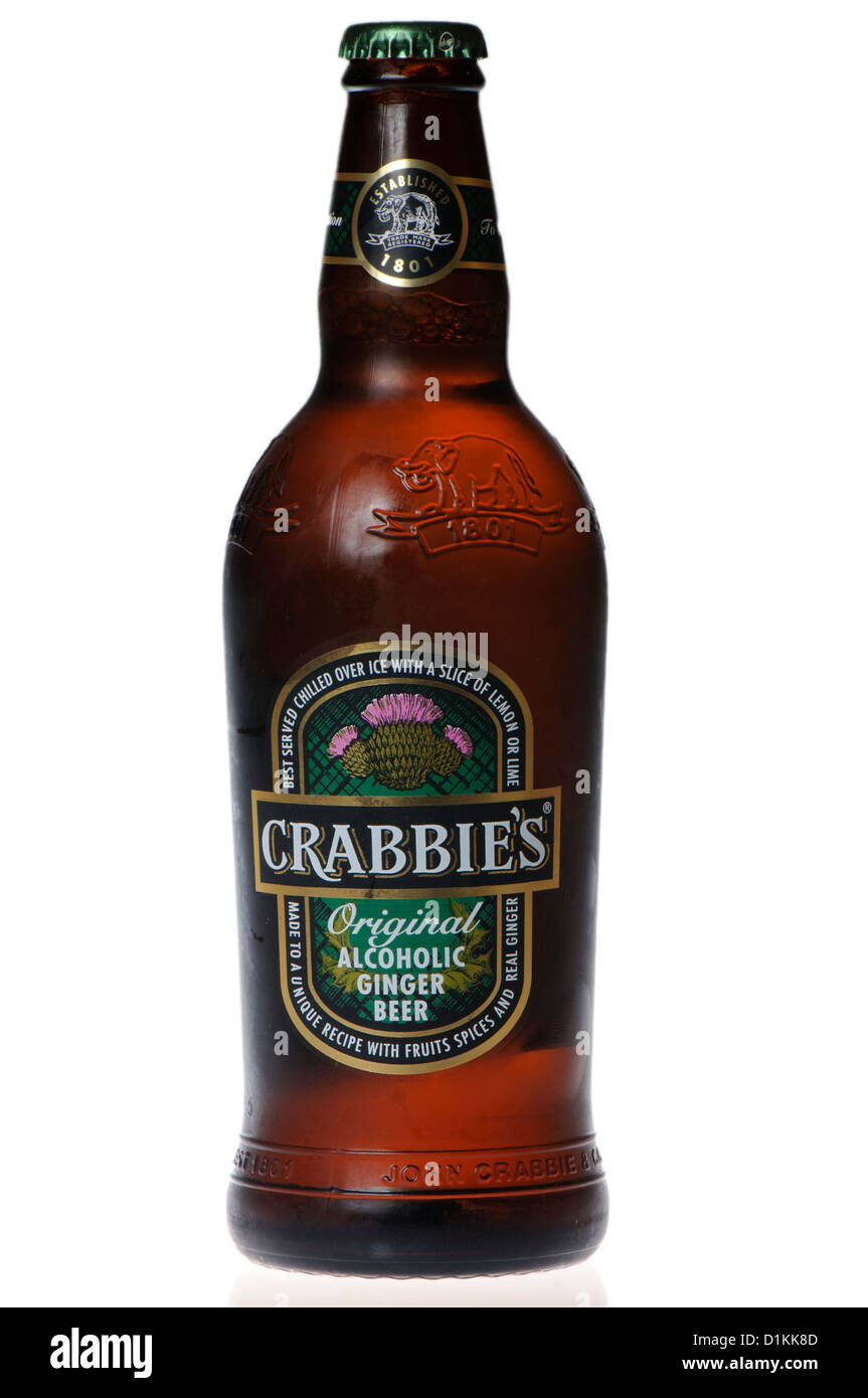 Bottle of Crabbie's Original Alcoholic Ginger Beer Stock Photo
