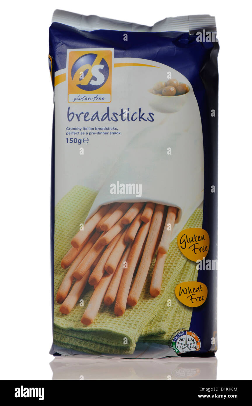 Packet of Dietary Specials gluten-free and wheat-free breadsticks Stock Photo