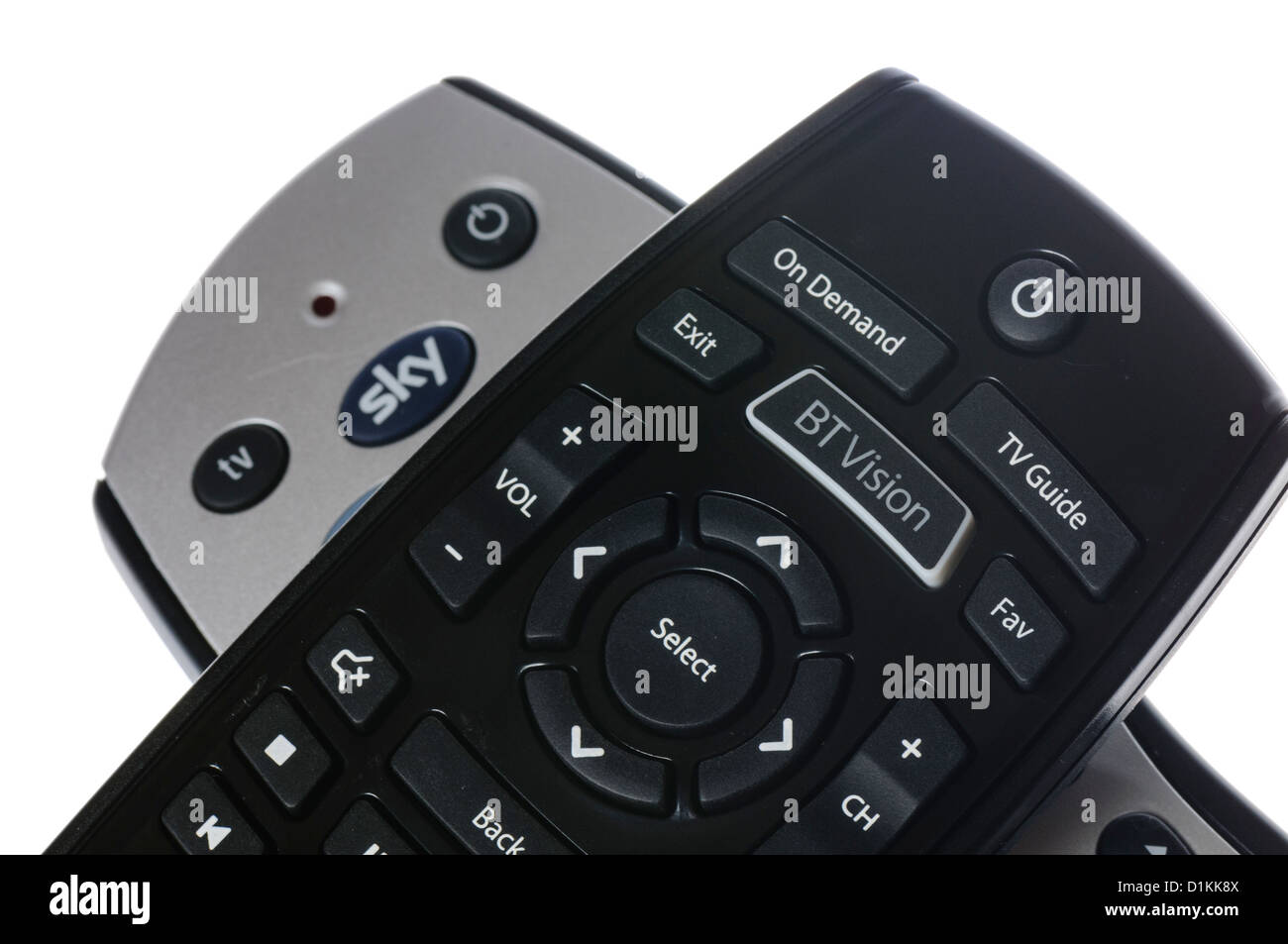 BT Vision and Sky+ remote controls Stock Photo
