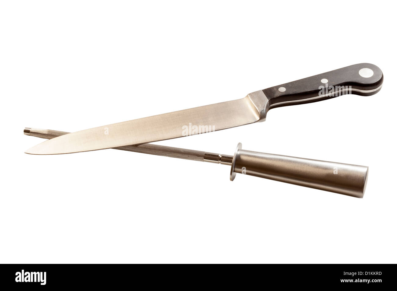 Knife sharpener and knife Stock Photo