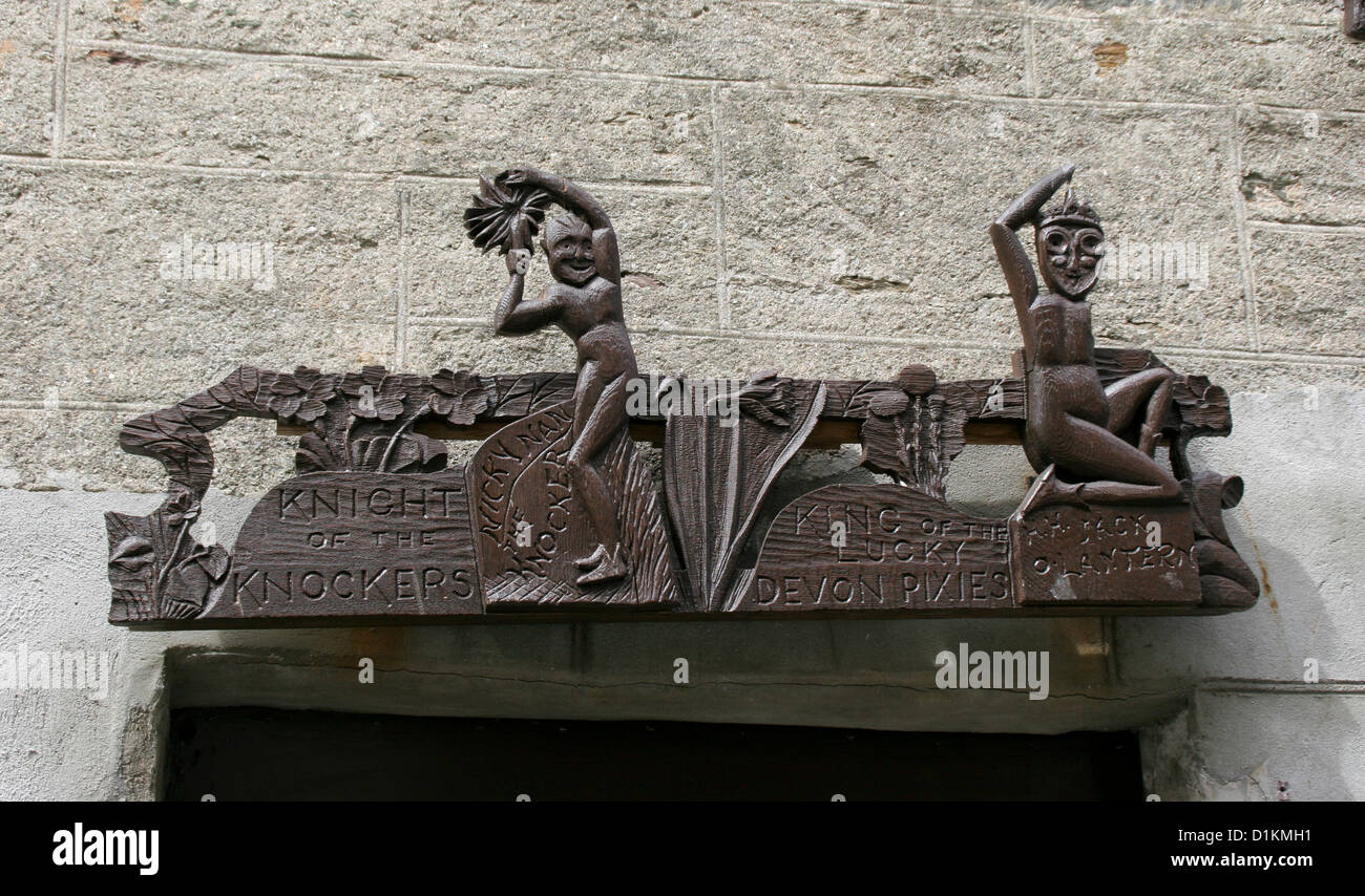 The Pisky House detail Knight of the Knockers Polperro Cornwall England