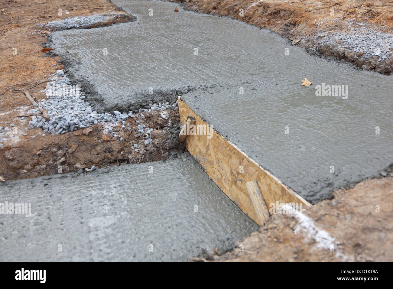 Newly poured concrete setup for house footings Stock Photo Alamy