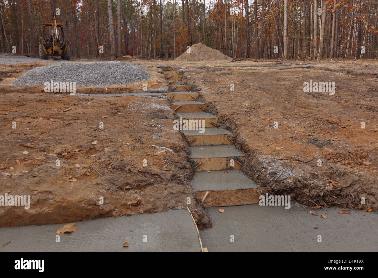 Newly poured concrete setup for house footings Stock Photo Alamy