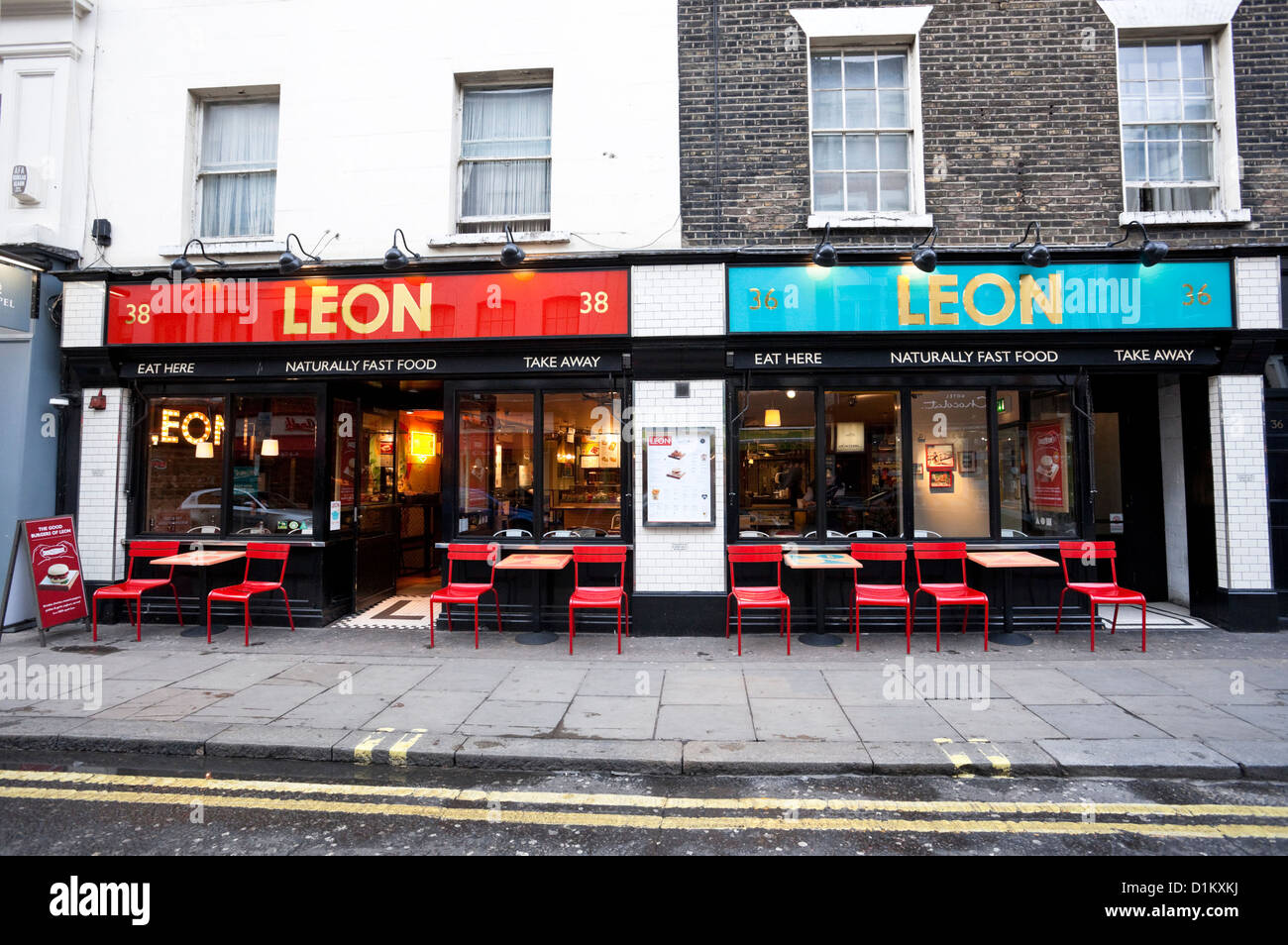 Leon fast food restaurant, Old Compton Street, Soho, London, England, UK. Stock Photo