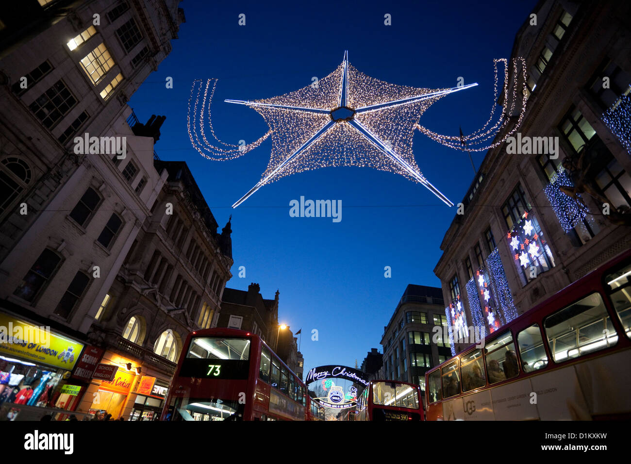 Oxford Street Christmas lights and decoration, London, England, UK