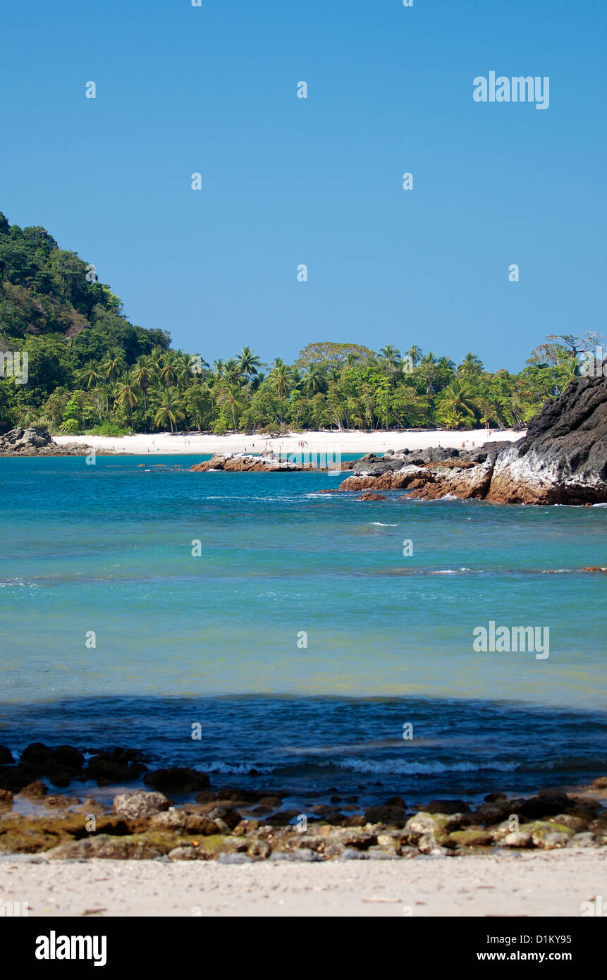 View of the sandy beach of Playa Manuel Antonio o Playa Tres from