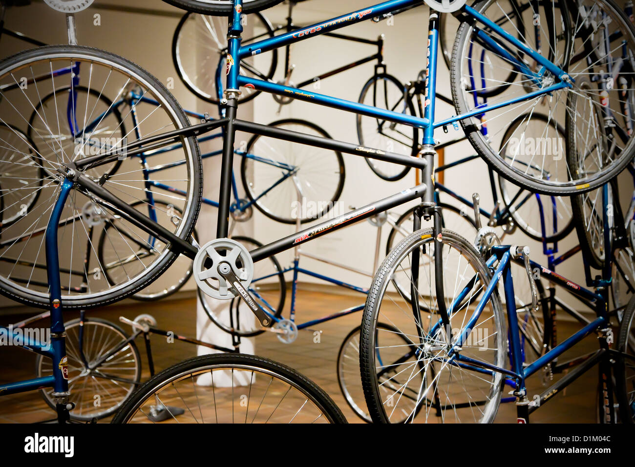 Art sculpture made from bicycles Stock Photo