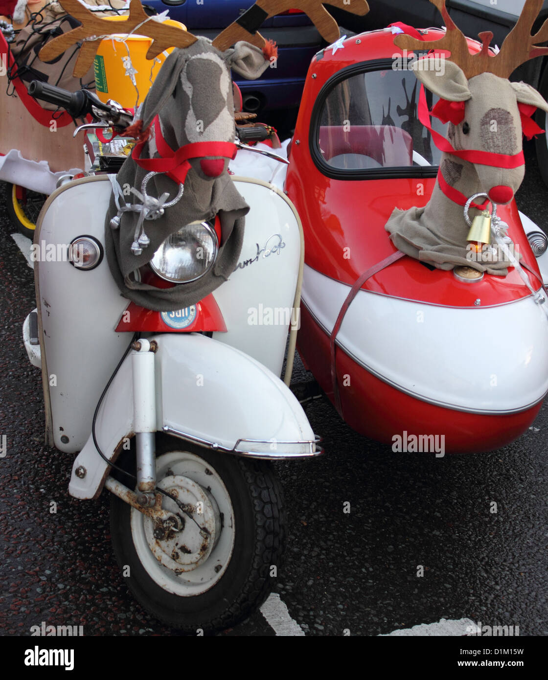 retro scooters at a show on boxing day in England Stock Photo