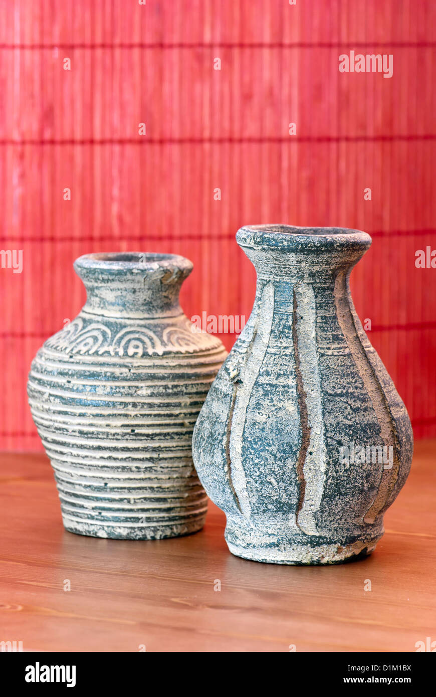 Two handmade vases of terracotta Stock Photo Alamy