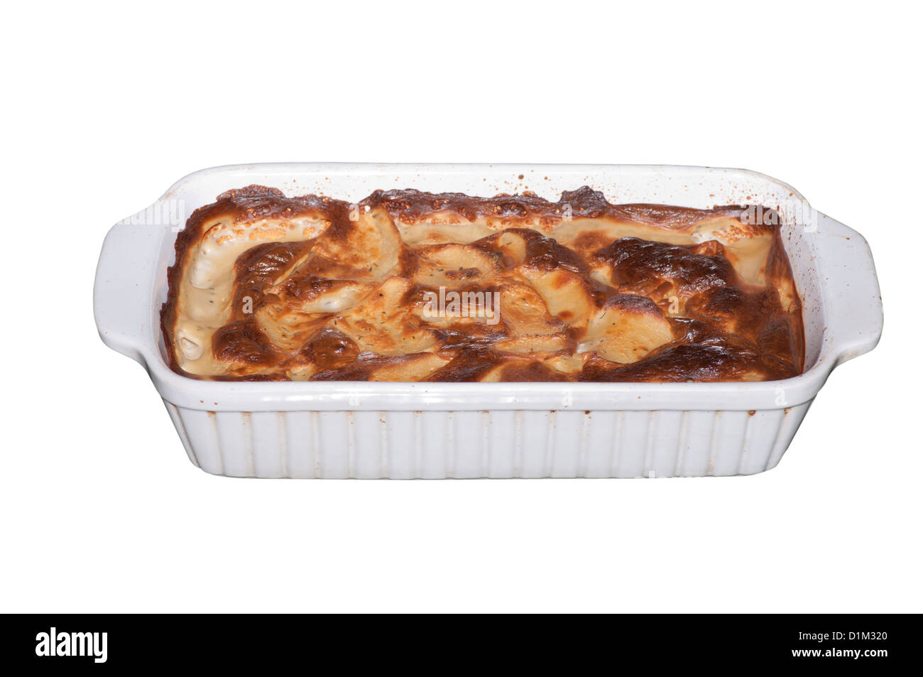 Oven Dish Of Dauphinoise potatoes Stock Photo
