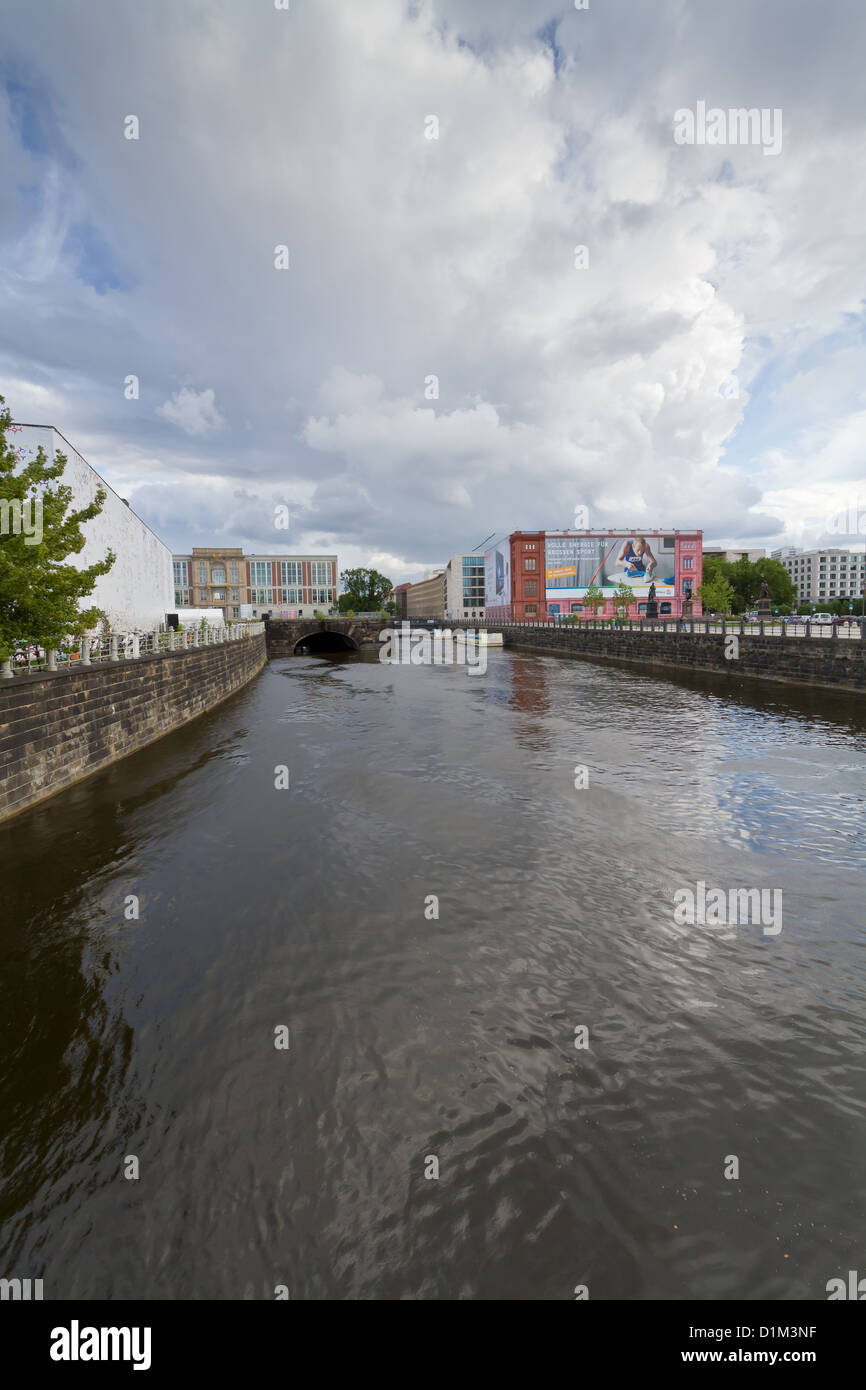 View over the River Spree at the Boulevard Unter den Linden in Berlin Stock Photo