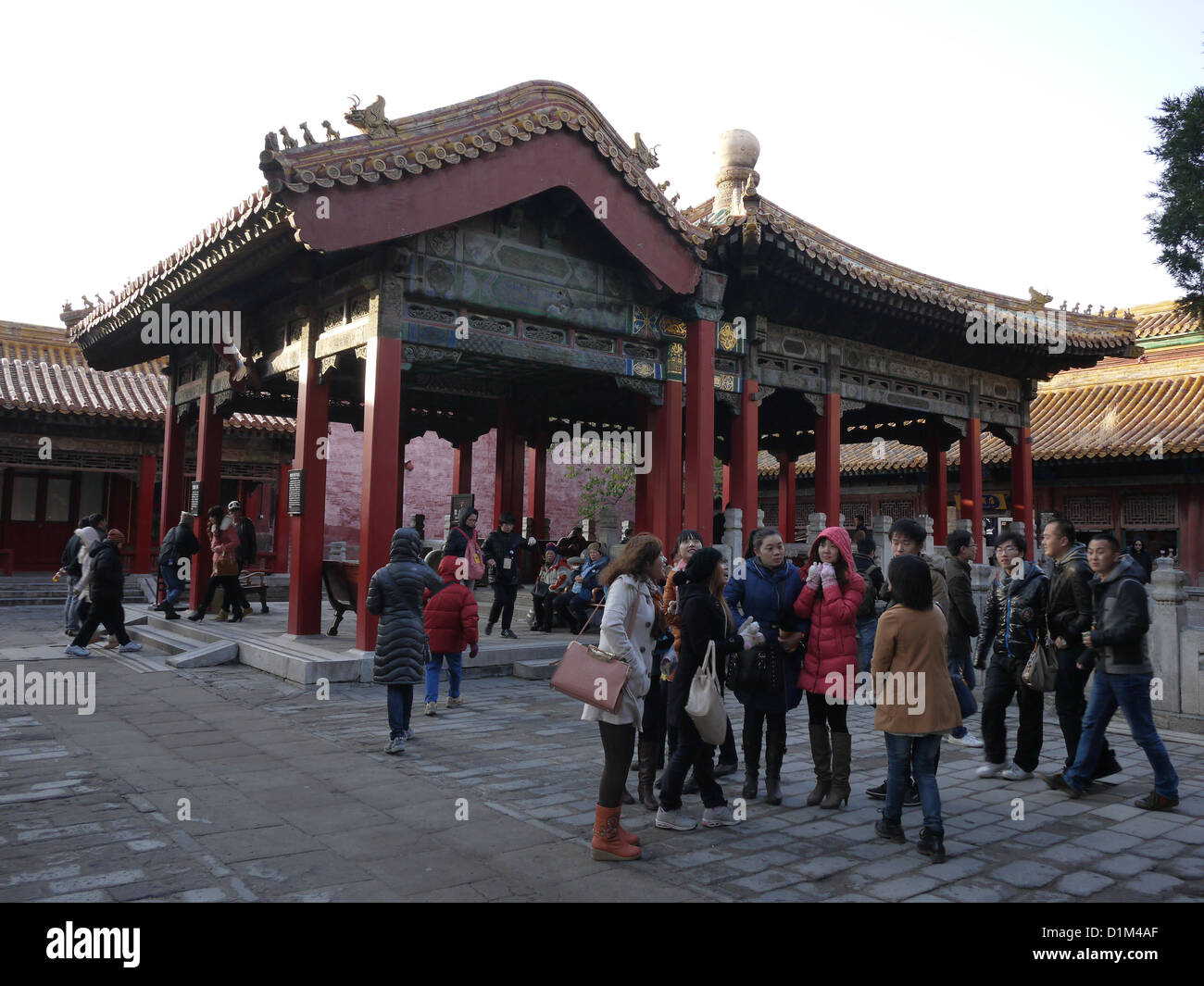 chinese people visitors tourists gather outdoor Stock Photo