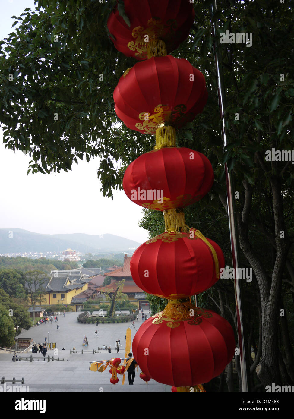 chinese red lanterns hanging tree Stock Photo - Alamy