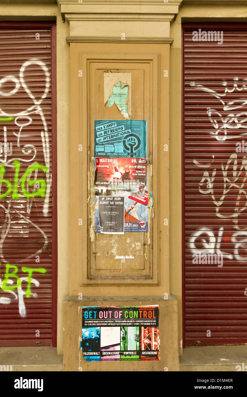 Posters on a Wall in Berlin Kreuzberg, Germany Stock Photo