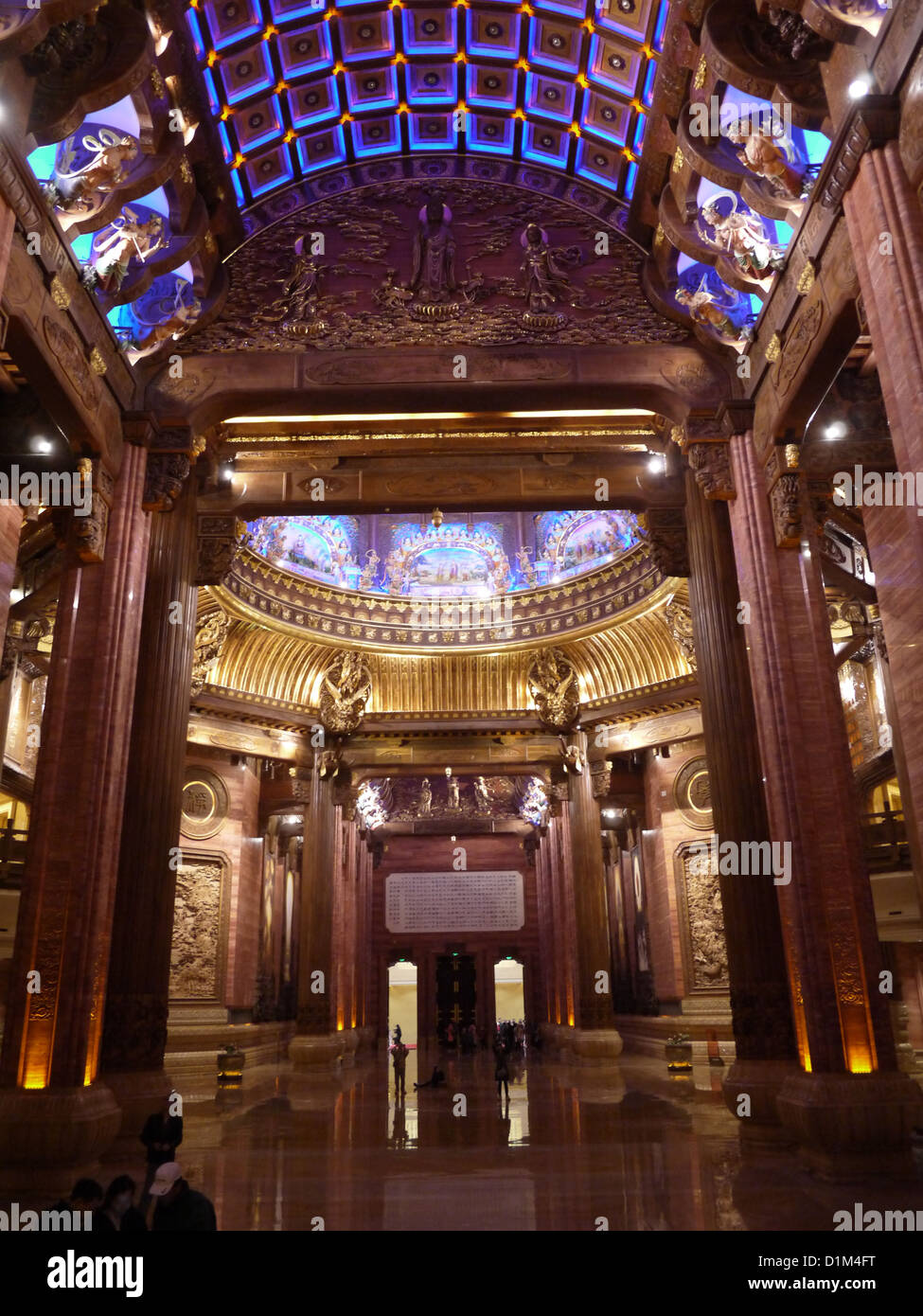 shiny luxurious inside lingshan brahma palace Stock Photo