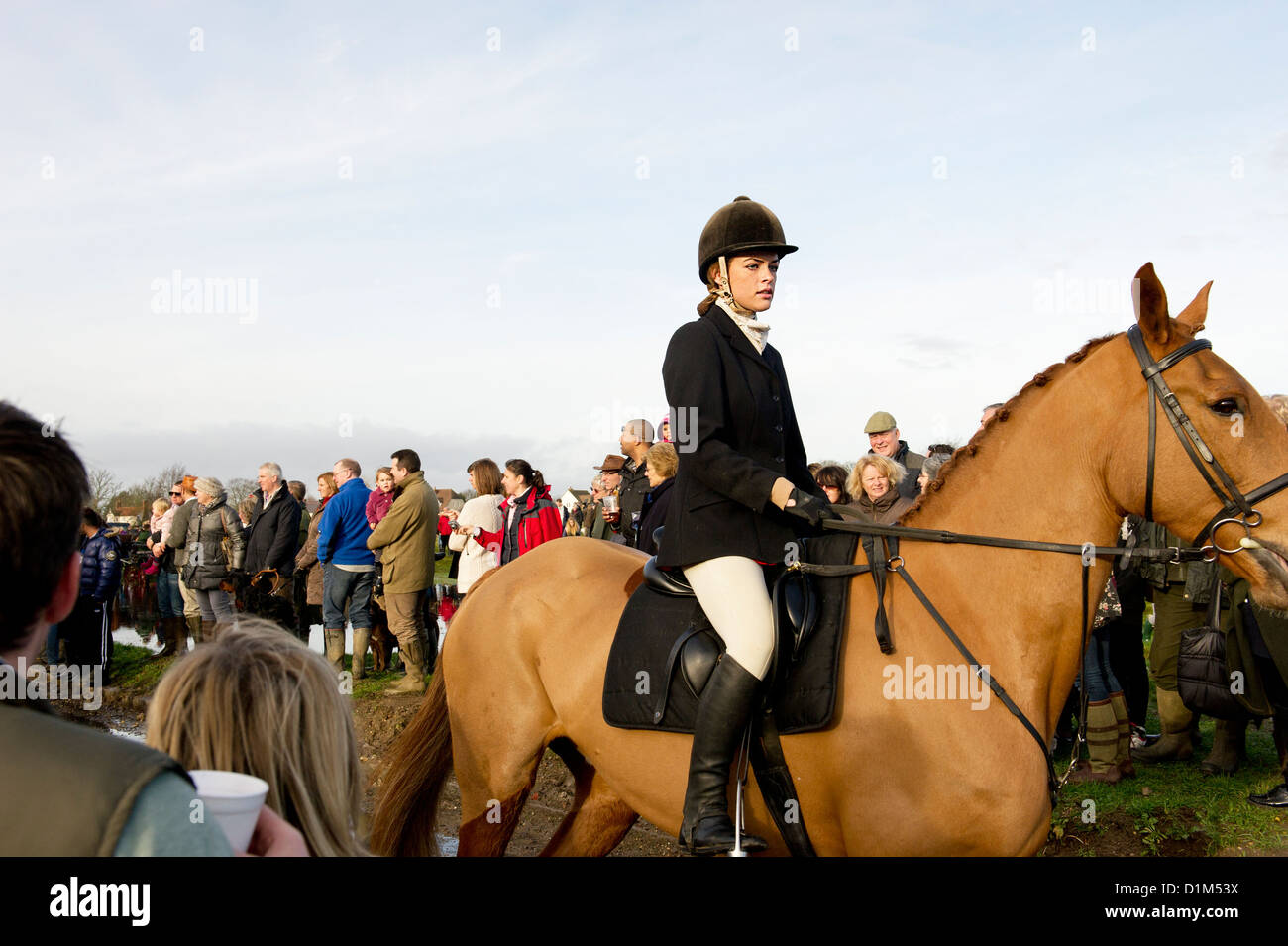 The Essex Hunt at Matching Green Village for the traditional Boxing Day meet. Stock Photo