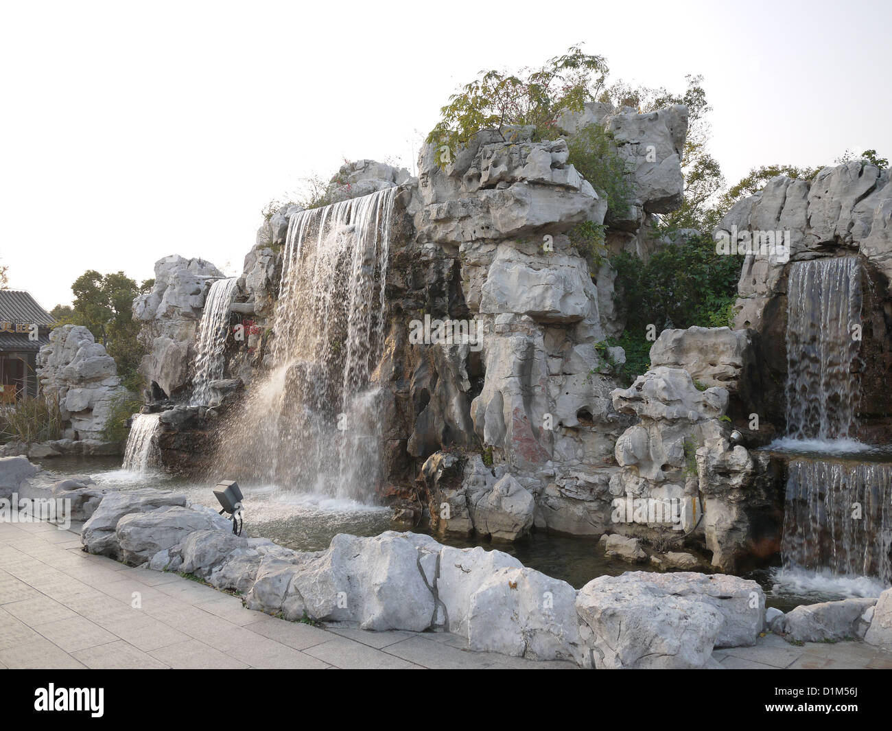 artificial waterfall rocks Stock Photo