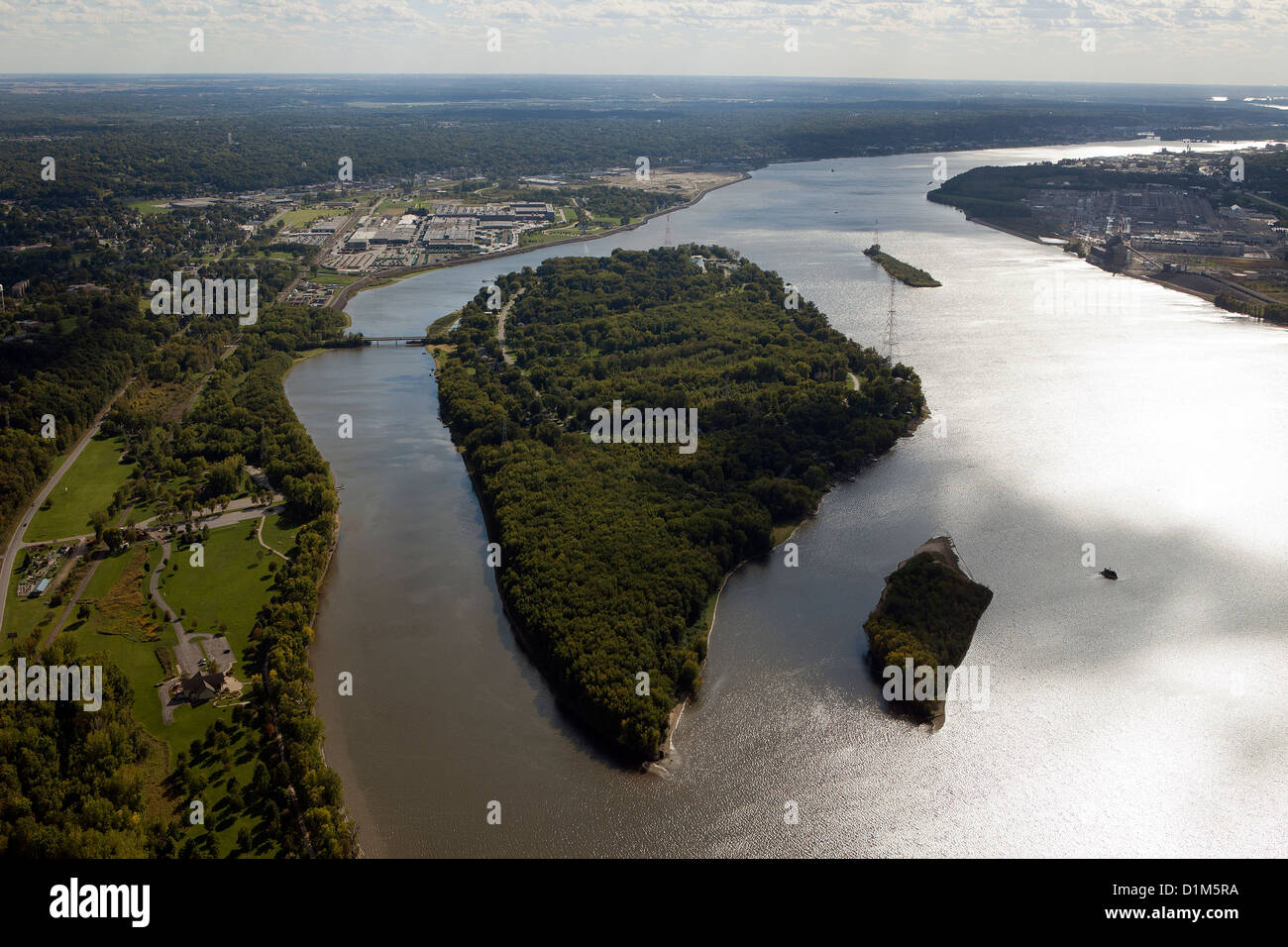 aerial photograph Campbells Island upper Mississippi River Stock Photo