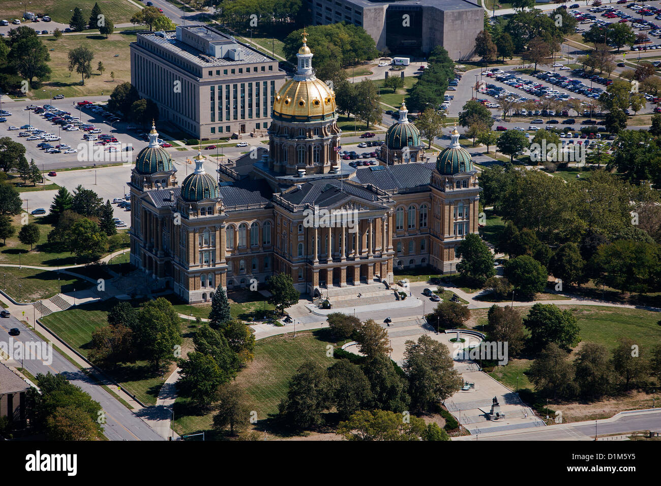 aerial photograph Iowa State Capitol, Des Moines, Iowa Stock Photo