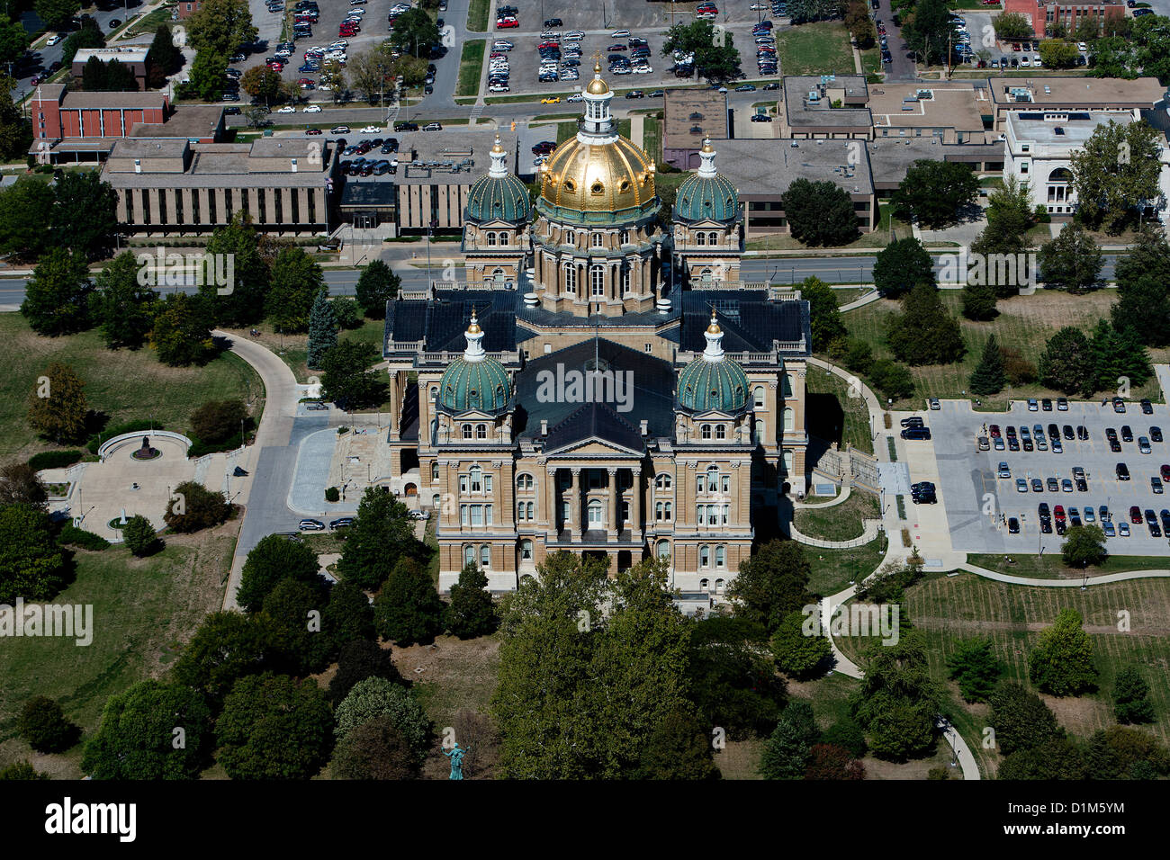 aerial photograph Iowa State Capitol, Des Moines, Iowa Stock Photo