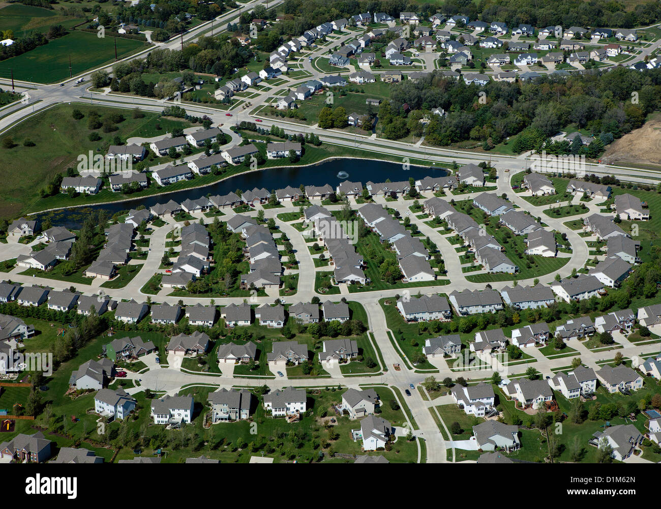 aerial photograph residential development west Des Moines, Iowa Stock Photo