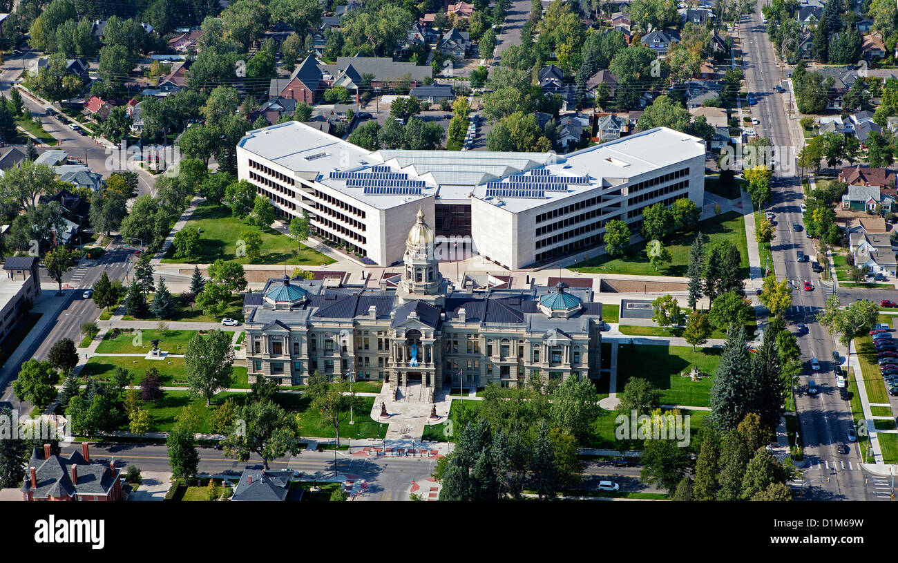 aerial photograph state capitol building, Cheyenne, Wyoming Stock Photo